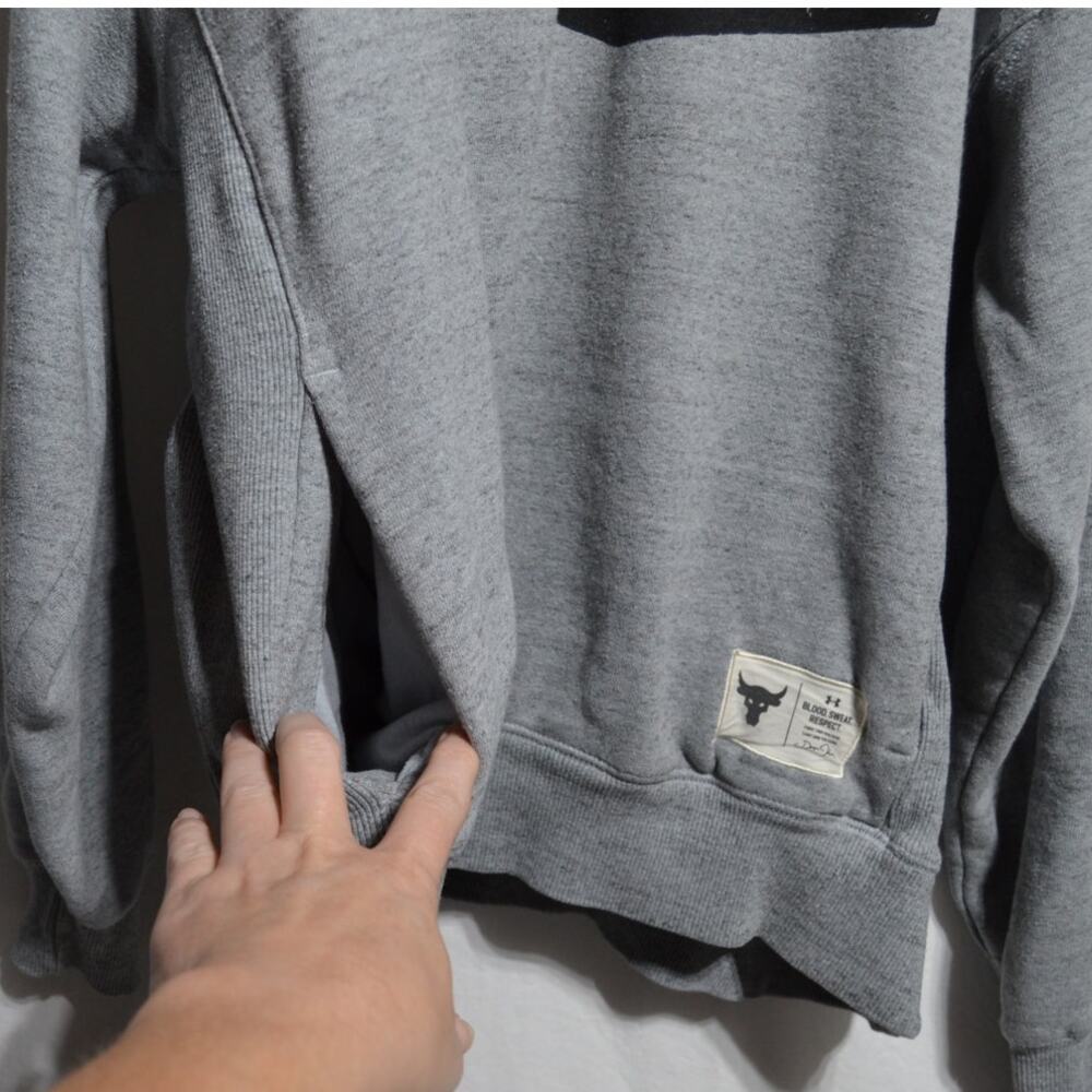 Under Armour Project Rock Warm Up Hoodie Gray & Black Size XL - Picture 11 of 11